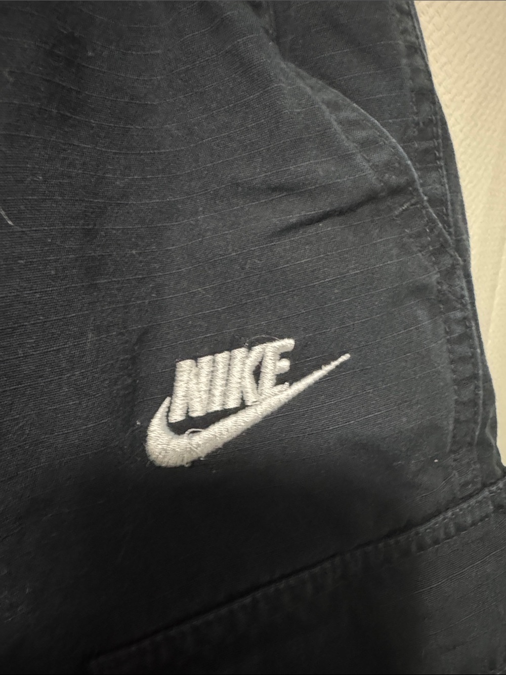 Nike Men's Black Cargo Athletic Shorts with White Logo - Picture 3 of 3